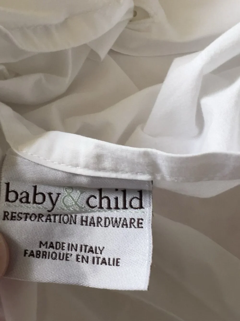 RESTORATION HARDWARE Twin White 100% Cotton Duvet Cover Baby Child Made in Italy